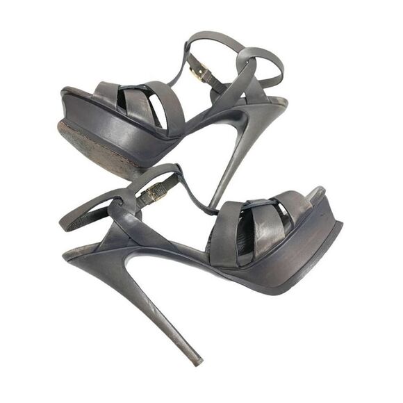 YSL Saint Laurent Women's Tribute Platform Dark Gray High Heels Size 37 US- 6.5 - Picture 4 of 8